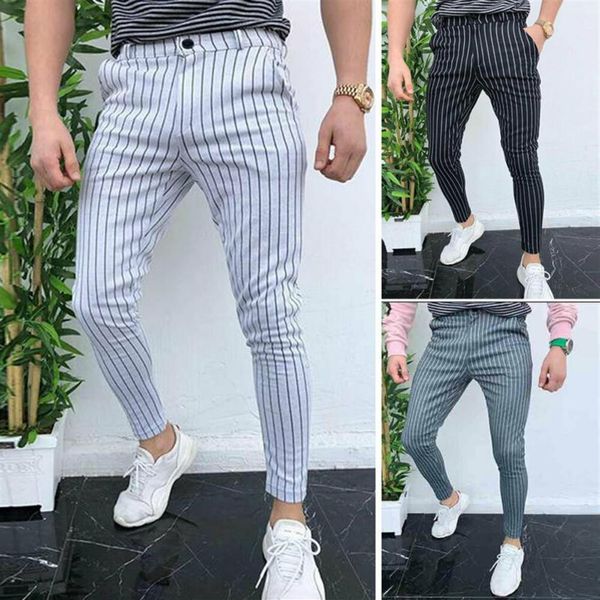 

men's plaid pants man pant trendy men joggers slim fits casual trousers sweatpants gym suit sport skinny low crotch mens jogg289p, Black
