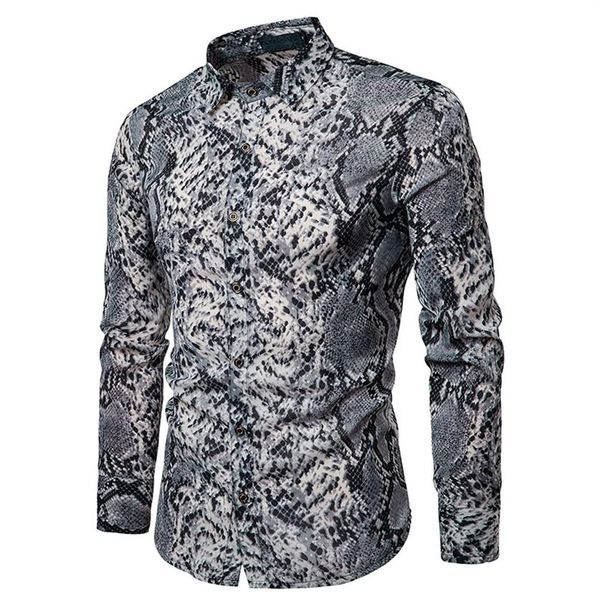 

autumn snakeskin pattern long sleeve men dress shirt good quality tuxedo slim fit christmas270i, White;black