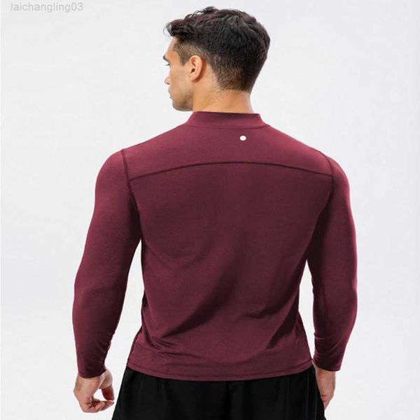 

ll men long sleeve stand-up collar polo shirt high elasticity tights running fitness training quick dry gym clothing spring autumn s39, White;black