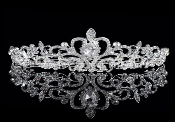 

in stock shining beaded crystals wedding crowns 2015 bridal crystal veil tiara crown headband hair accessories party wedding tiara1891523, Silver