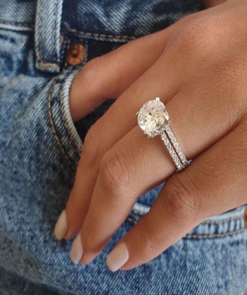 

fashion silver color jewelry simple design round zircon bridal wedding engagement ring for woman rings4837470, Slivery;golden