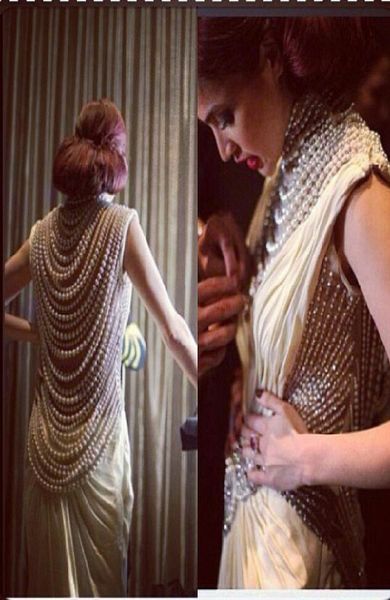 

2015 pearls evening dresses high neck sleeveless chiffon fit and flare evening gowns dhyz 013601632, Black;red