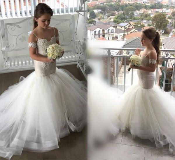 

lace mermaid arabic flower girl dresses spaghetti baby girl birthday party christmas communion dresses tulle children girl party d2358873, White;blue