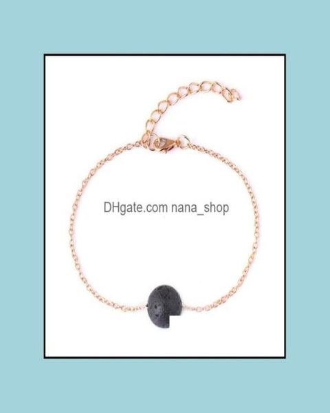 

charm bracelets jewelry fashion simple style gold color chain black lava stone bracelet aromatherapy essential oil diffuser dhzpb8786746, Golden;silver