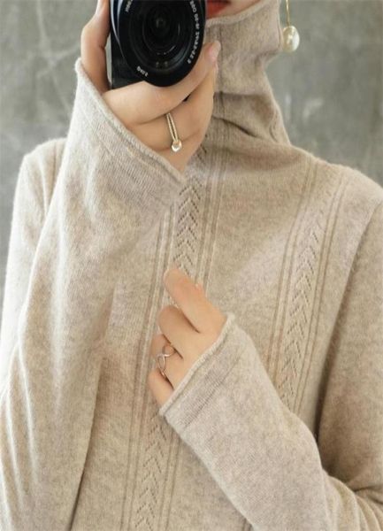 

women039s sweaters 2021 autumn winter women cashmere soild long sleeve sweater woman knitted fashion turtleneck loose pullover5285531, White;black