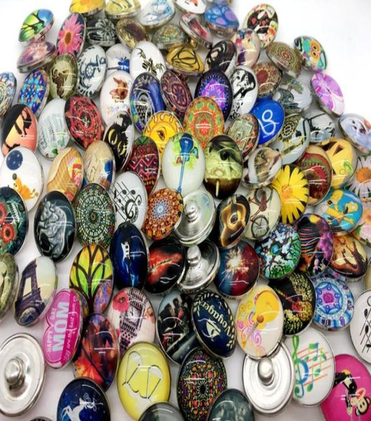 

ginger snap 50pcs mix style glass charm snap button interchangeable 18mm chunk snap jewelry whole lot6554369, Golden;silver