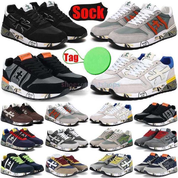 

premiata mick sneakers running shoes for men women white grey leather outdoor mens womens trainers runners shoe, Black
