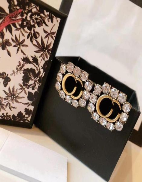 

simple stud light luxury brand designer crystal diamond earrings wedding party jewelry17739471891397, Golden;silver