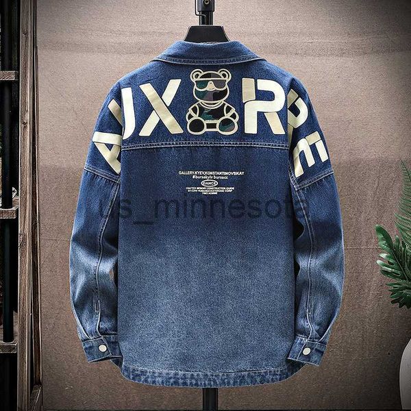 

men's jackets men fashion gradient print denim jacket 2022 spring and autumn youth casual versatile shirt jacket korean style clothes j, Black;brown