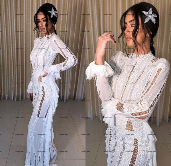 

long sleeve mermaid wedding dresses 2022 high neck crochet cotton lace slim outdoor country bohemian trumpet bridal dress wear3767482, White
