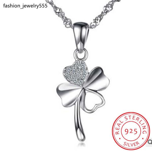 

pendant necklaces cute clover style crystal pendants necklace for women wedding party pure 925 sterling silver lady choker necklaces accesso