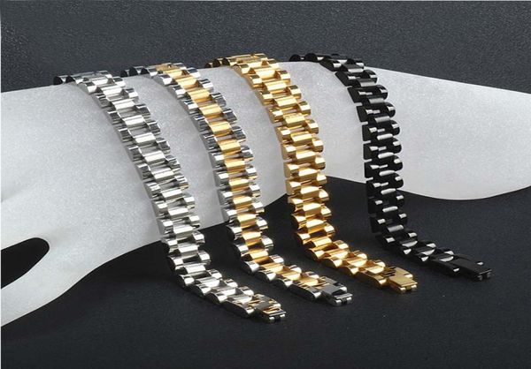 

men stainless steel watch band strap bracelet watchband wristband bracelets black silver gold hip hop wrist strap link 10mm 22cm4907055