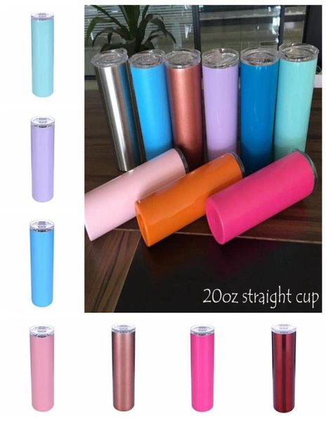

20oz stainless steel skinny tumbler vacuum insulated straight cup beer coffee mug glasses with lids and straws cca10386 50pcs9530246