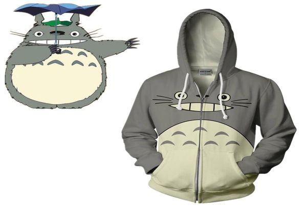 

asian size japan anime totoro gray cartoon cosplay costume halloween zipper jacket hoodie casual coat uniform8359620, Black