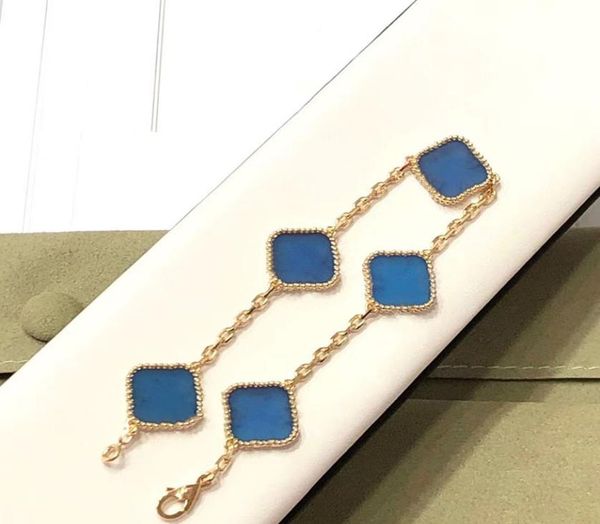 

luxury clover designer fashion charm bracelets for girls women 18k gold sweet blue brand bracelet wedding party jewelry4323601, Golden;silver