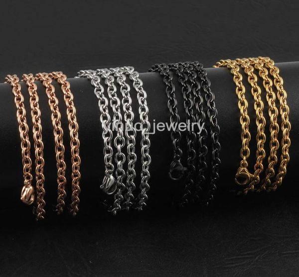 

whole 35mm 1832 inches silvergoldrose goldblack stainless steel round o shape chain necklace jewelry for womenmen2767562, Silver