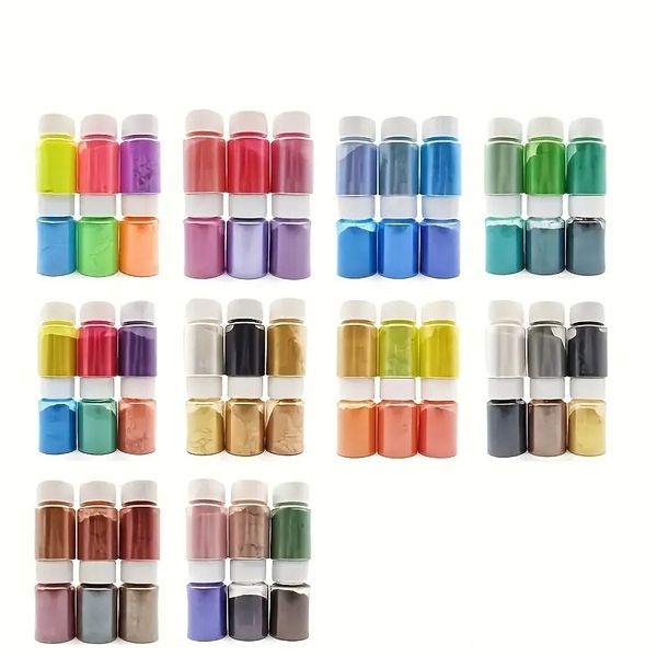 

60-color pearl flash powder kit - 10g/bottle pigment for crystal epoxy resin dye, nail art, eyeshadow, slime, handmade diy jewelry & more