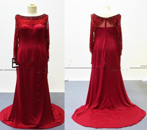 

2018 new flare crystals sleeves celebrity dresses myriam fares sheath evening gowns with major beading works prom gowns9266481, Black;red