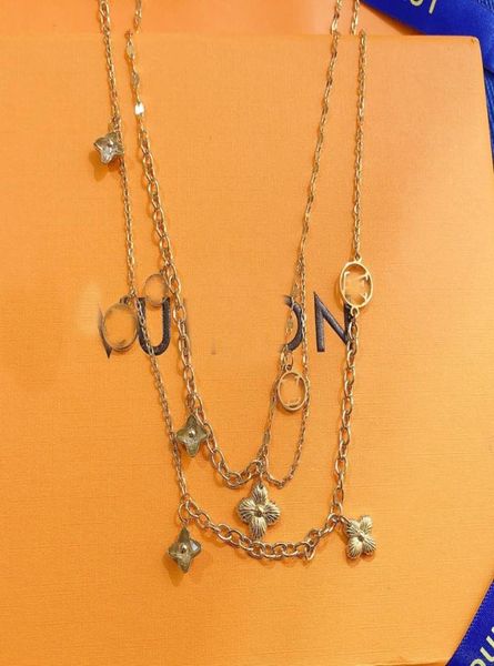 

luxury design necklace 18k gold plated stainless steel necklaces choker chain letter pendant fashion womens wedding jewelry access8655746, Silver