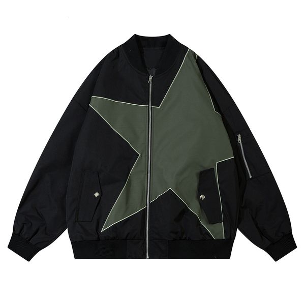 

mens jackets lacible star embroidery zipper jacket design thin spring autumn coat men women outdoor vintage casual 230810, Black;brown