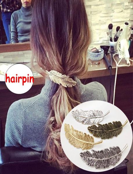 

girl retro hair clips girl women boutique feather style hair accessories children boutique hairpins 4colors for choose4534410, Slivery;white