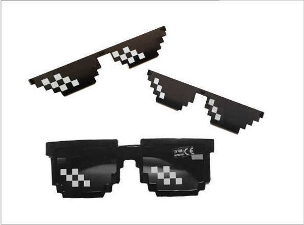 

new mosaic glasses two-dimensional force my world personality pixel bouncing sunglasses, White;black
