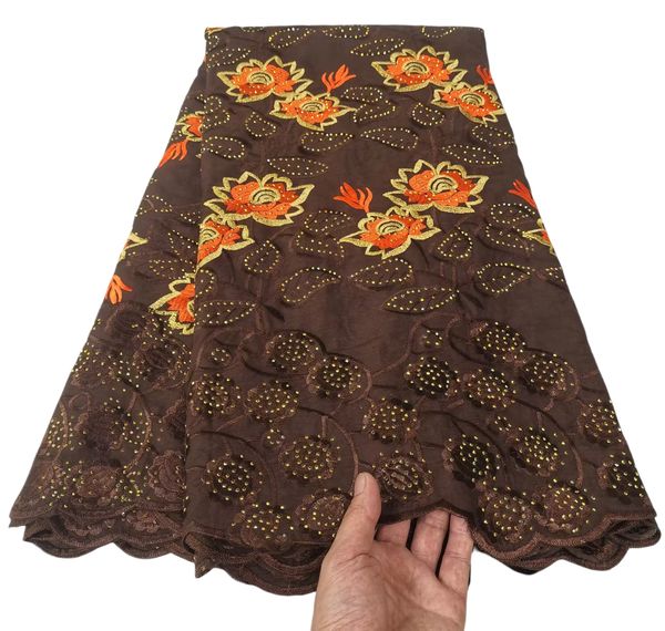 

2023 5 yards swiss voile fabric nigerian women rhinestones cotton cloth wedding dress textile ladies costume sewing craft ladies evening gow, Black;white