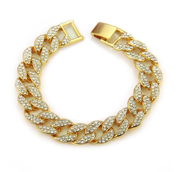 

hip hop cuban men039s bling single jewelry bracelets fashion link chain rock style3152589, Black