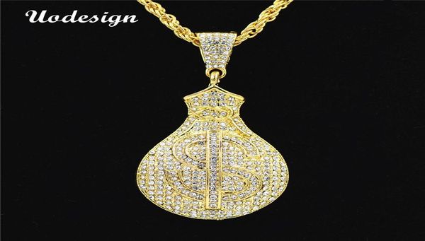 

uodesign hip hop gold color iced out bling us dollars purse pendants necklaces for men jewelry1231236, Silver