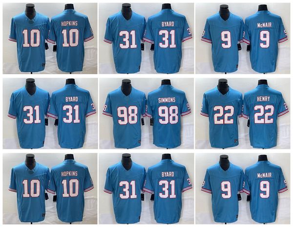

derrick henry kevin byard tennessees titanes football jersey deandre hopkins jeffery simmons steve mcnair earl campbell legacy throwback lig, Black;red