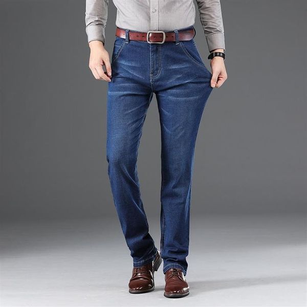 

spring autumn new men's classic blue black slim-fit jeans business cotton elastic regular fit denim pants male brand trouser2619