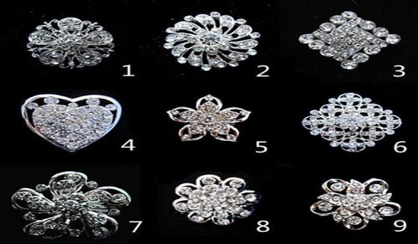 

silver tone small flower brooch clear rhinestone crystal diamante party prom pins6449149, Gray