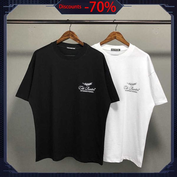 

cole buxton 21ss cursive letters print tee oversized t-shirt streetwear women's t-shirt men's clothing cotton crop oeck, White;black