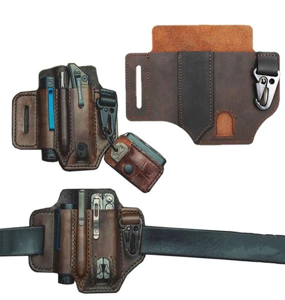 

hq edc tactical knives tool leather sheath for leatherman multitools flashlights sunglasses fountain pen outdoor survival bag 191l3547978