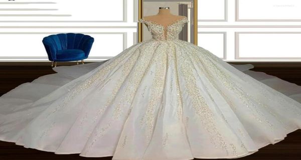 

wedding dress luxury beaded dresses with train off the shoulder glitter gowns pretty aline dubai bridal custom made6716360, White