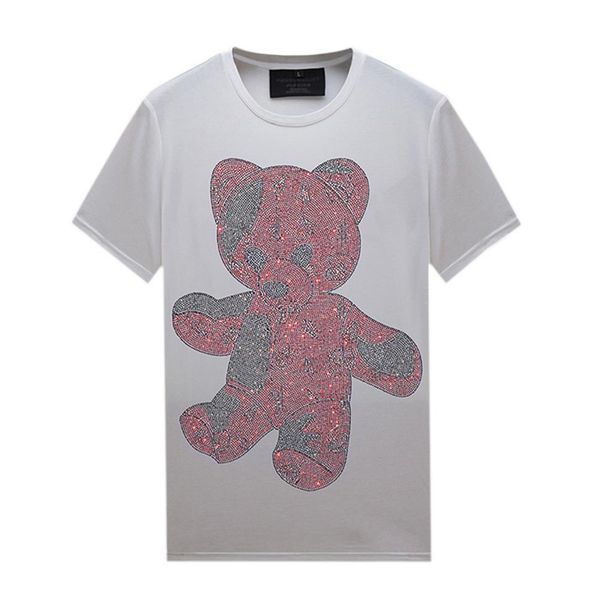 

mens designer rhinestone short sleeve t shirt hip hop crew neck short sleeve casual tees women for summer unisex264z, White;black