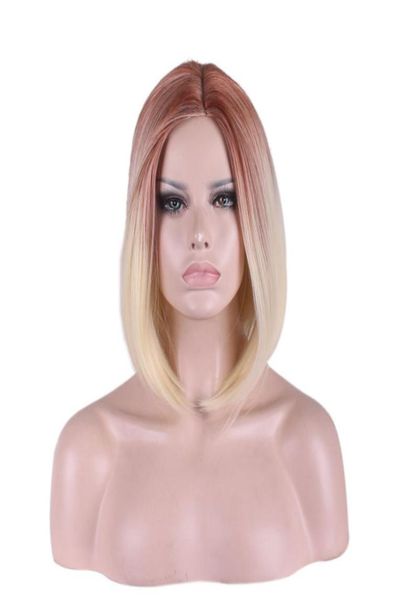 

woodfestival short straight bob wig cosplay harajuku women wigs ombre heat resistant synthetic hair wigs 3 colors 35cm3394689, Black