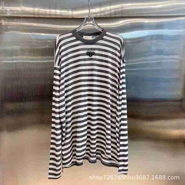 

women's t-shirt designer p family 23 summer new chest triangle punctuation with classic stripe splice fashionable and casual fble, White