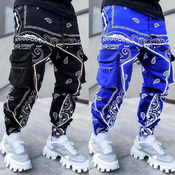 

godlikeu mens cargo pants casual sports multi pocket designer print harem hip hop jogger trousers238o, Black