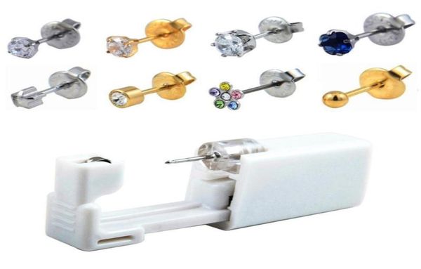 

stud 24pcsbox no pain ear piercing kit disposable easier safe sterile nose gun piercer tool earring jewelry12074588, Golden;silver