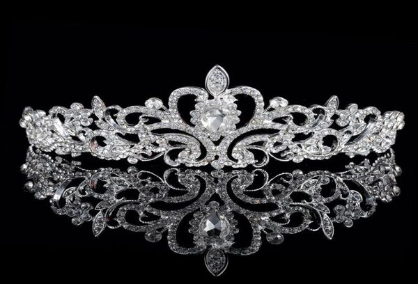 

shining beaded crystals wedding crowns 2019 bridal crystal veil tiara crown headband hair accessories party wedding tiara 6589290, Silver