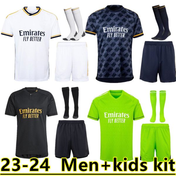 

kit 23 24 bellingham vini jr soccer jerseys kroos courtois tchouameni 2023 2024 gk football shirt real madrids camavinga rodrygo camisetas m, Black;yellow