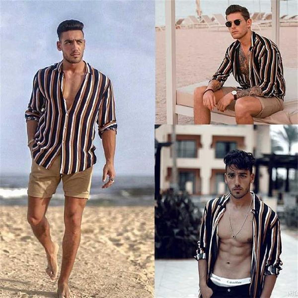 

new camisa masculina fashion 2020 slim fit casual men shirt long sleeve striped mens social shirts camisas para hombre243w, White;black