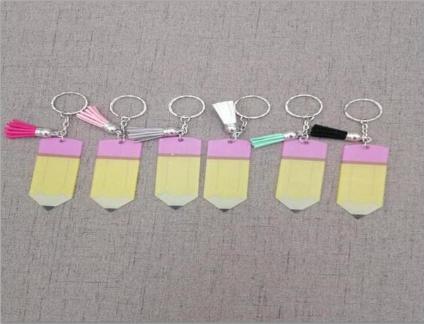 

creative teachers day fashion acrylic pencil keychain personalize with small tassel keyring festival party gift5682763, Blue