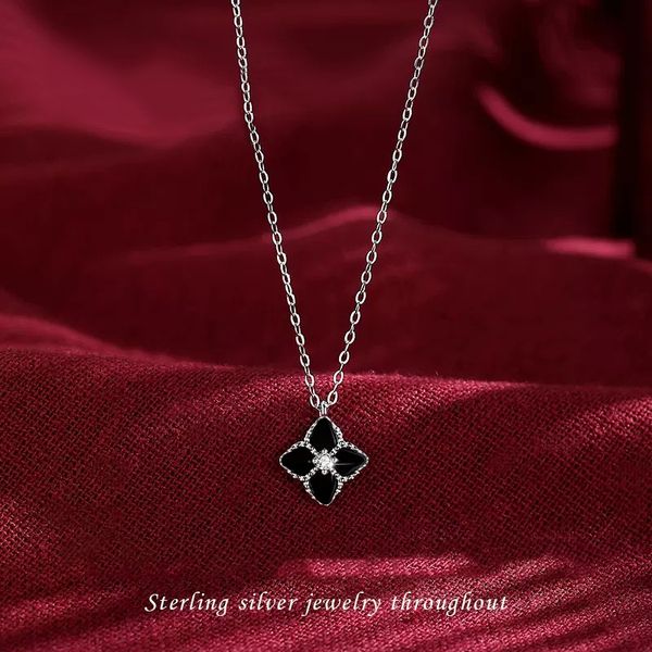 

necklaces luxury designer necklace flowers four-leaf clover cleef fashional pendant gold chain necklace wedding party jewelry no box, Black
