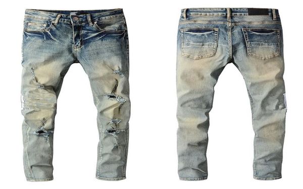 

man skinny fits jeans denim with letters blue knee ripped with holes slim for guys mens biker moto straight leg fashion distress h3273380