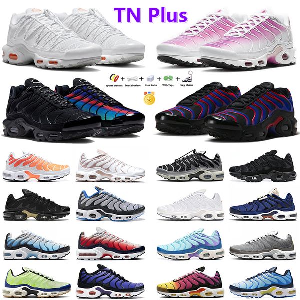 

tn plus running shoes men women trainers sneaker pink oxford toggle lacing unity spider man triple black metallic silver white and pimk ice