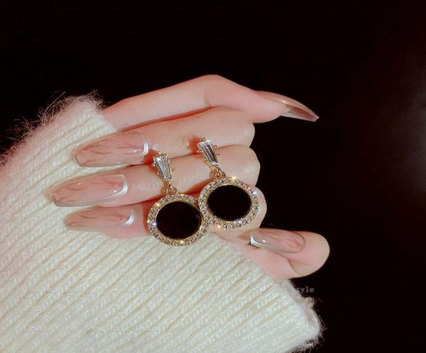 

2021925 dangle temperament fashion exaggerated geometric square diamond earrings net red simple female rectangular long section ai8502748, Silver