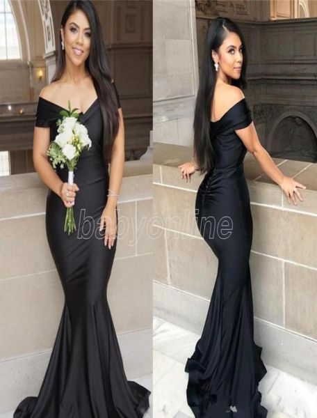 

black mermaid long bridesmaid dresses plus size off shoulder floor length garden maid of honor wedding party guest gown6857685, White;pink