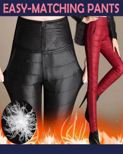 

snow wear black warm sweatpants women new arrival casual leggings trousers female high waist thicken down cotton ladies pants8405408